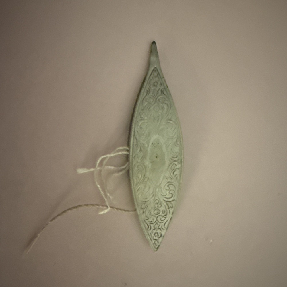 Antique German Silver Tatting Shuttle Stamped GERSILVER Etched Victorian Scroll